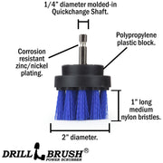 Specs for the Drillbrush 2 inch Short Medium Blue Marine & Pool Brush.