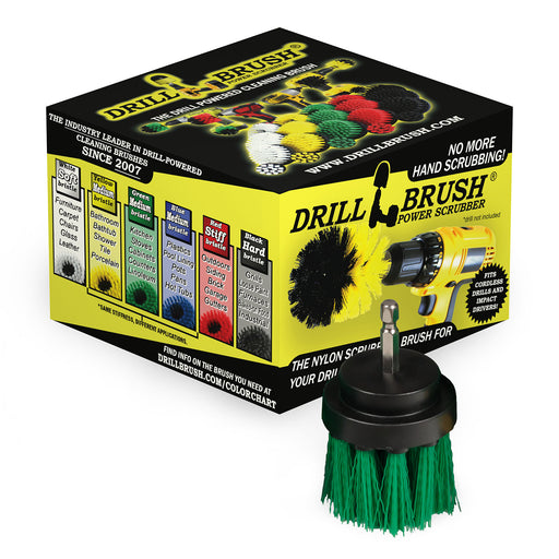 The Medium Blue 2 inch Long in front of Drillbrush packaging.