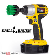 Drillbrush 2 inch LongMedium Green Kitchen Brush in a cordless drill.