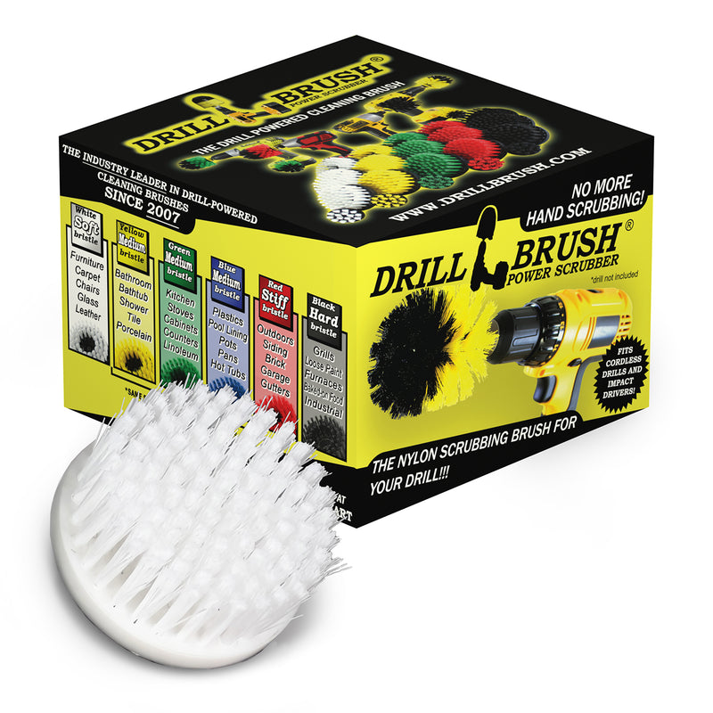 3 inch Hook-and-Loop Mini Polisher Brush - Soft Bristles - Automotive Upholstery Scrubbing - 3in-S-W-V-DB