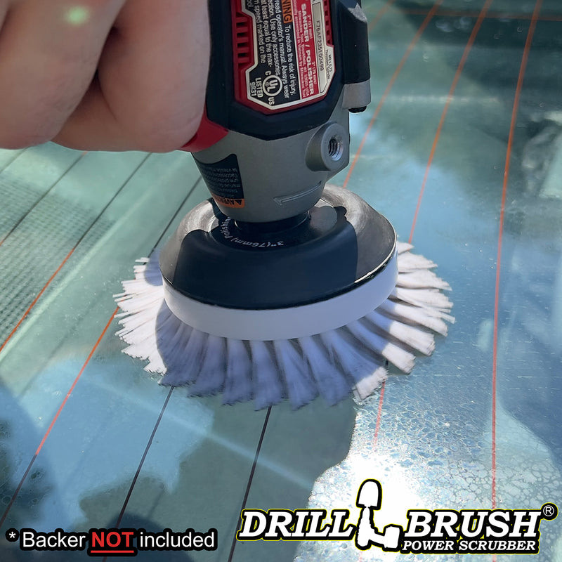 3 inch Hook-and-Loop Mini Polisher Brush - Soft Bristles - Automotive Upholstery Scrubbing - 3in-S-W-V-DB