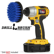 Drillbrush 4 inch Medium Blue Marine & Pool Brush in a cordless drill.