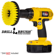 Drillbrush 5 inch Hex Medium Yellow Bathroom Brush in a cordless drill.