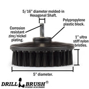 Specs for the Drillbrush 5 inch Hex Ultra Stiff Black Grill & Industrial Brush.