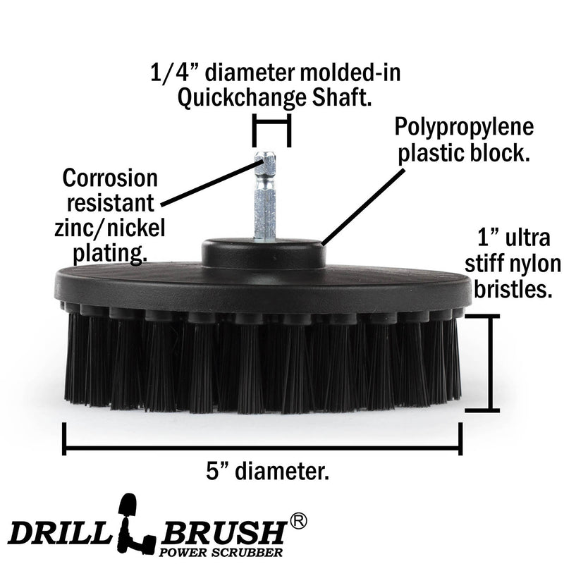 Spec sheet for the Drillbrush 5 inch Ultra Stiff Grill and Industrial brush.