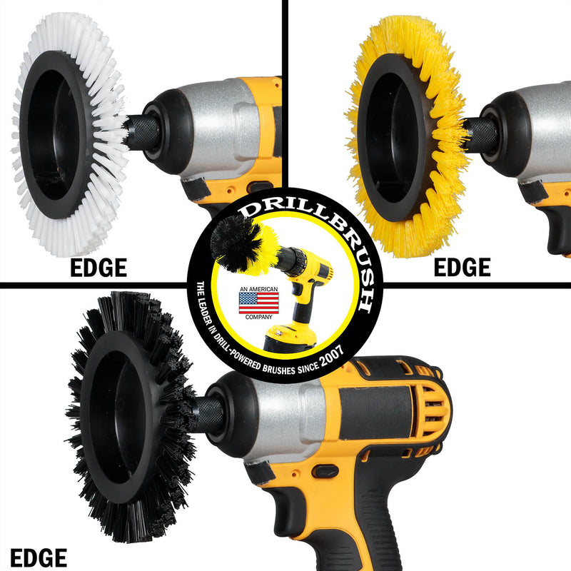 Edge Brush 3-piece Kit - Soft, Medium, & Ultra Stiff Bristles - Home, Bathroom, and Grill Cleaning Cleaning | E-S-WYK-QC-DB