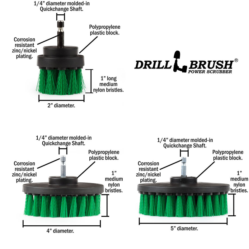 Specs for the Drillbrush 542 Medium Green Kitchen Brush Kit.