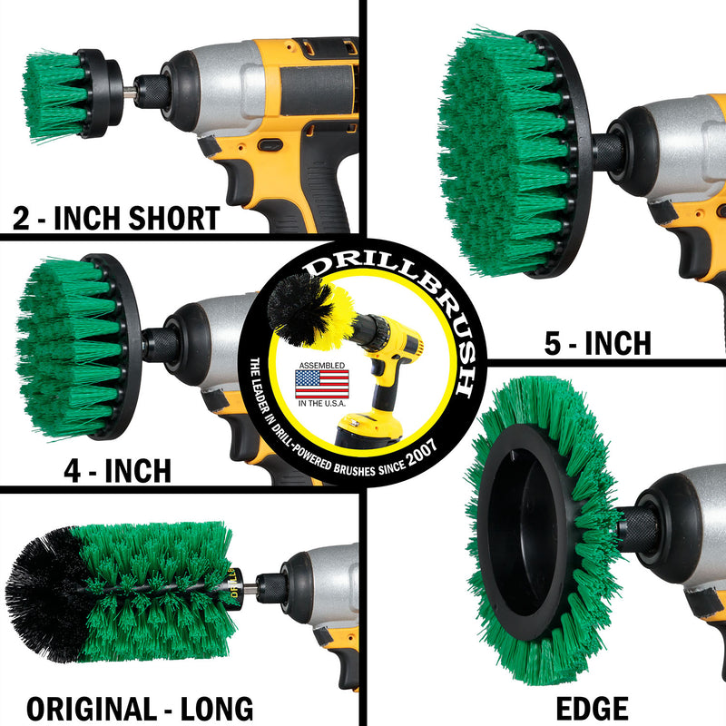 5in Flat Brush, 4in Flat Brush, 2in Short Brush, and Jumbo Original all in Medium Green - Kitchen Cleaning Products  | G-S-E542J-QC-DB