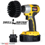 Drillbrush 42 Ultra Stiff Black Grill & Industrial Brush Kit with a 4 inch brush in a cordless drill.