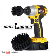 Drillbrush 42 Ultra Stiff Black Grill & Industrial Brush Kit with a 2 inch brush in a cordless drill.