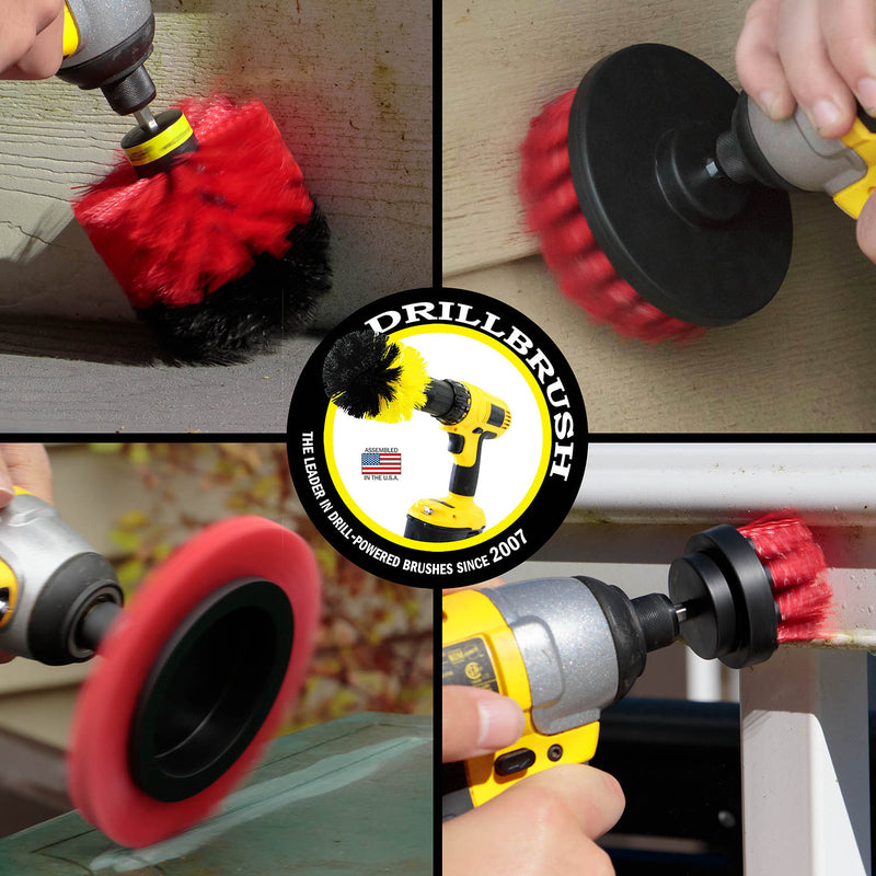 Edge, Original, 4in, and 2in Red Brushes - Stiff Bristles - Outdoor & Patio Cleaning | R-S-E42O-QC-DB