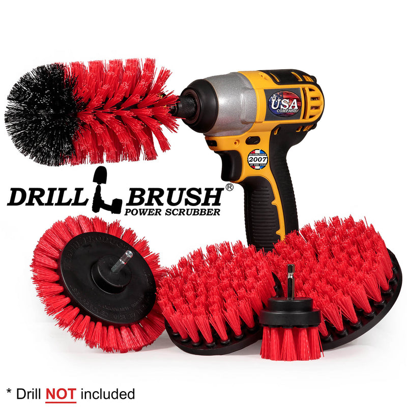 5in Flat Brush, 4in Flat Brush, 2in Short Brush, and Jumbo Original all in Stiff Red - Outdoor & Patio Cleaning Products  | R-S-E542J-QC-DB