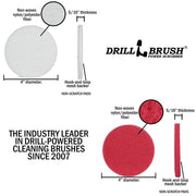 Technical specs for the Soft White and Stiff Red 4 inch scrub pads