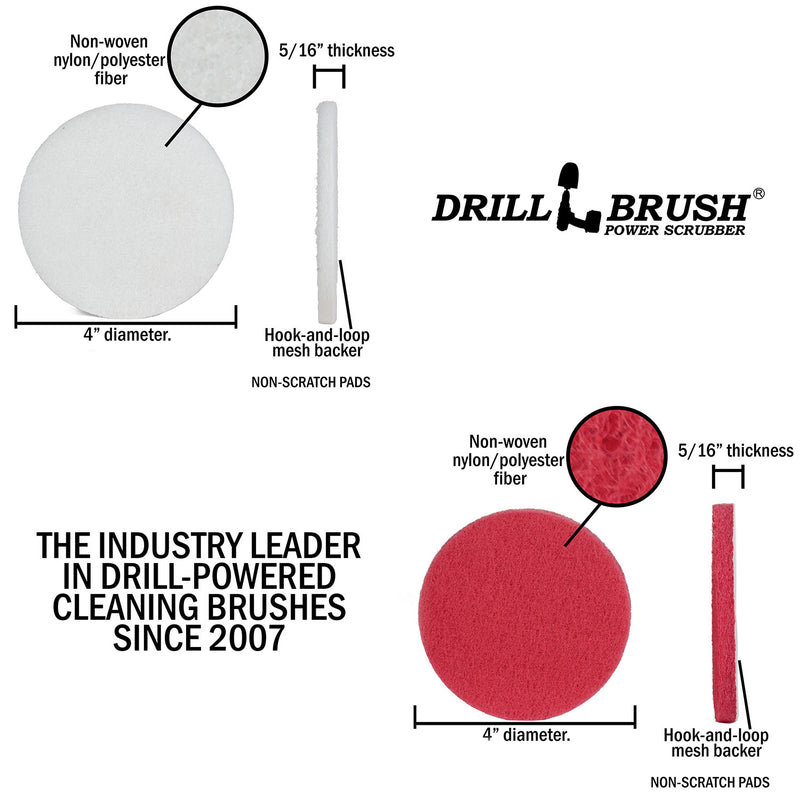 Technical specs for the Soft White and Stiff Red 4 inch scrub pads