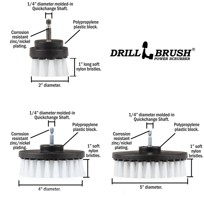Specs for the Drillbrush 542 Soft White Home & Auto Brush Kit.