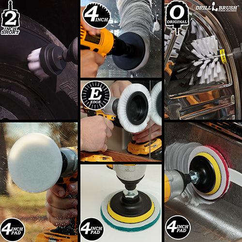 Edge, Original, 4in, & 2in White Brushes w/4in Pads - Soft - Home & Auto | S-WE42O-P4-WRB-3V-QC-DB