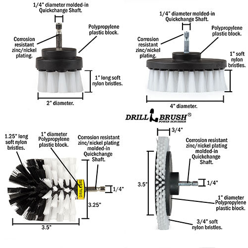 Edge, Original, 4in, & 2in White Brushes w/4in Pads - Soft - Home & Auto | S-WE42O-P4-WRB-3V-QC-DB
