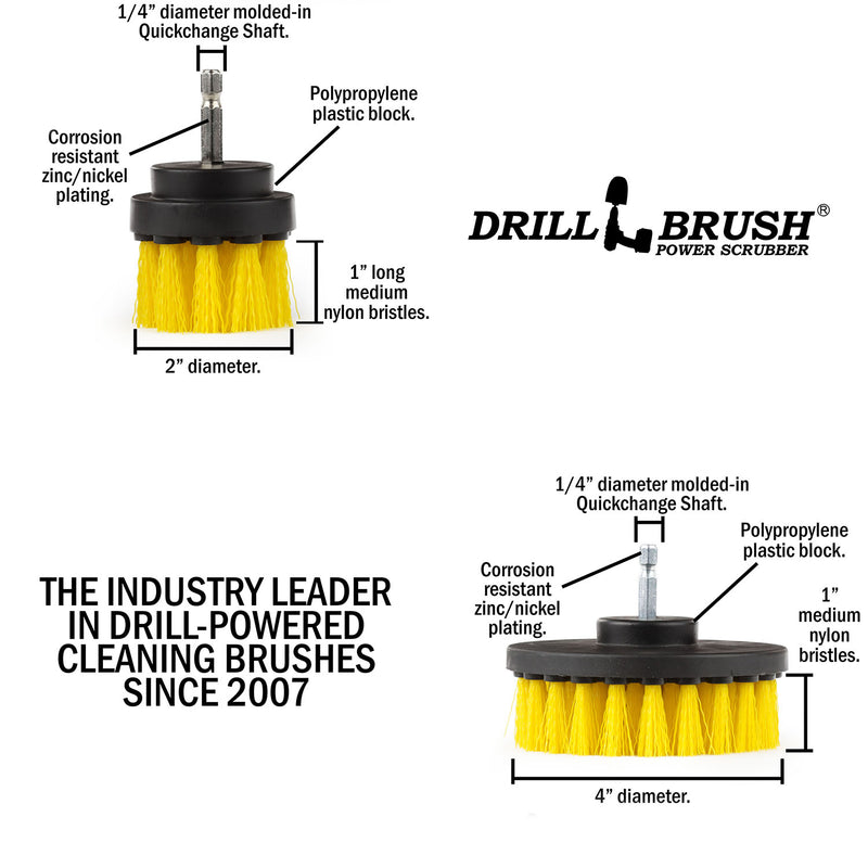 Specs for the Drillbrush 42 Medium Yellow Bathroom Brush Kit.
