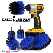 Drillbrush 542OMS-2L Medium Blue Marine & Pool Brush Kit with an Original brush in a cordless drill.