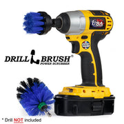 Drillbrush 2M Medium Blue Marine & Pool Brush Kit with a 2 inch brush in a cordless drill.