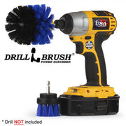Drillbrush 2O Medium Blue Marine & Pool Brush Kit with an Original brush in a cordless drill.