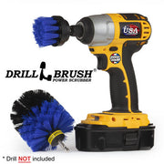Drillbrush 2O Medium Blue Marine & Pool Brush Kit with a 2 inch brush in a cordless drill.