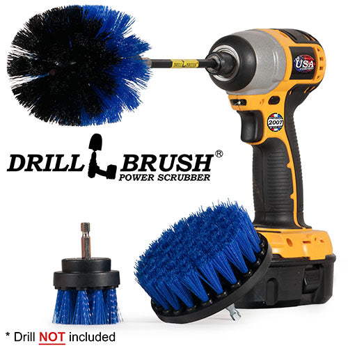 Original, 4in, & 2in Blue Brushes w/5in Ext. - Medium Stiffness - Pool & Marine | B-S-42O-5X-QC-DB
