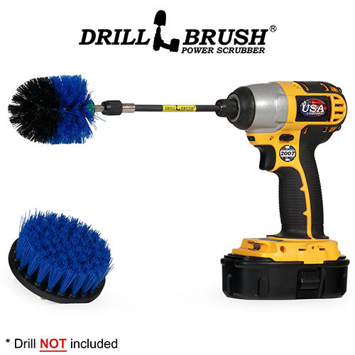 Mini & 4in Blue Brushes & 5in Extension - Medium Stiffness - Marine & Pool | B-S-4M-5X-QC-DB