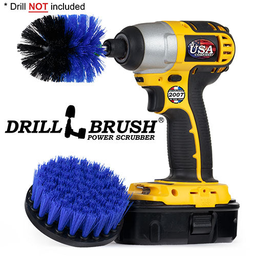 Mini & 4in Blue Brushes - Medium Bristles - Marine & Pool Cleaning | B-S-4M-QC-DB