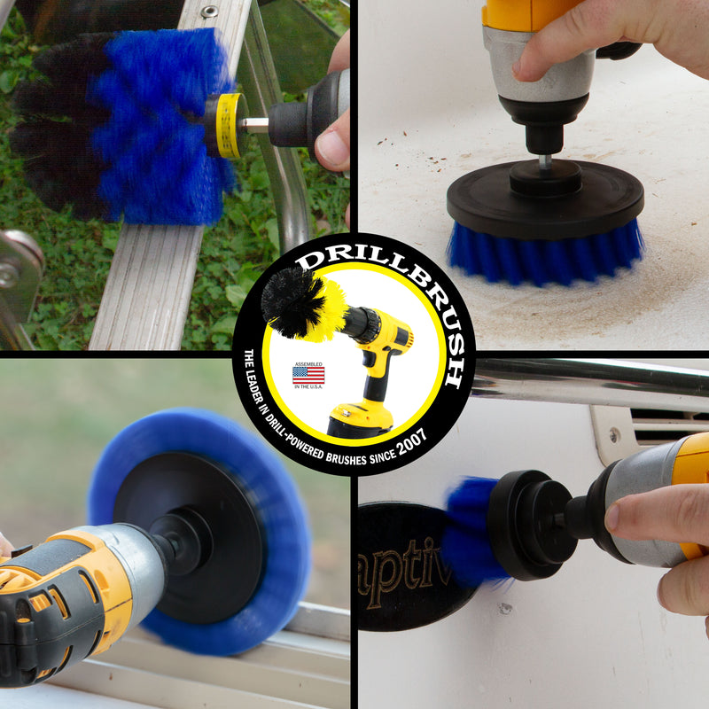 Edge, Original, 4in, & 2in Blue Brushes - Medium Bristles - Marine & Pool Cleaning | B-S-E42O-QC-DB