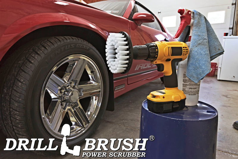 5in Hex White Brush - Soft Bristles - Home & Auto Cleaning | 5in-S-W-H-DB