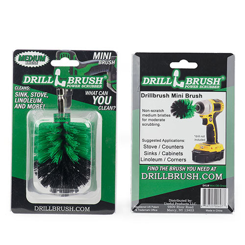 Mini Green Brush - Medium Stiffness - Bullet Shaped - Kitchen Sink & Fixture Cleaning | M-S-G-QC-DB