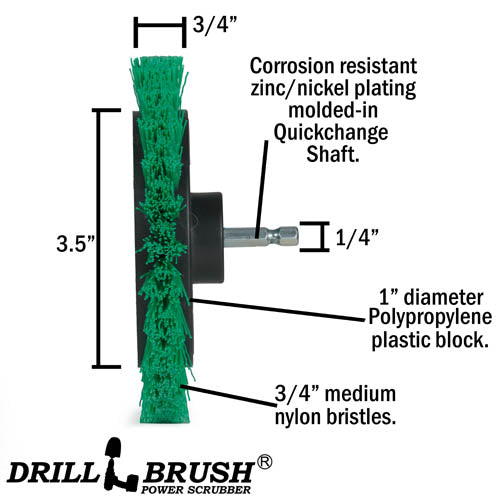 Green Edge Brush - Medium Stiffness - Wheel Shaped - Kitchen & Linoleum | E-S-G-QC-DB