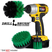 Drillbrush 4OS-2L Medium Green Kitchen Brush Kit with an Original brush in a cordless drill.