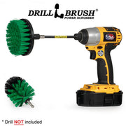 Drillbrush 4M Medium Green Kitchen Brush Kit with a 4 inch brush in a 5 inch extension in a cordless drill.