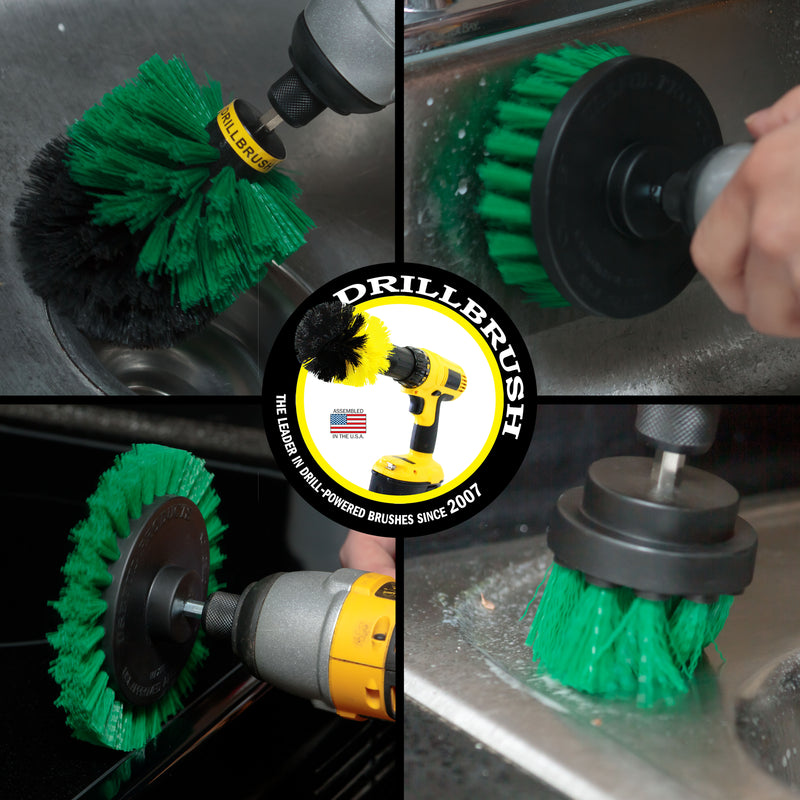 Edge, Original, 4in, & 2in Green Brushes - Medium Stiffness - Kitchen Cleaning | G-S-E42O-QC-DB