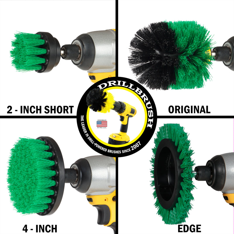 Edge, Original, 4in, & 2in Green Brushes - Medium Stiffness - Kitchen Cleaning | G-S-E42O-QC-DB