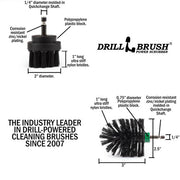 Specs for the Drillbrush 2M Ultra Stiff Black Grill & Industrial Brush Kit.