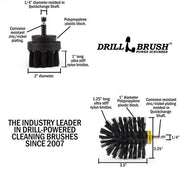 Specs for the Drillbrush 2O Ultra Stiff Black Grill & Industrial Brush Kit.