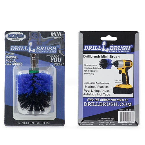 Mini Blue Brush - Medium Stiffness Bristles - Bullet Shaped - Pool & Marine | M-S-B-QC-DB