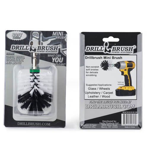 Drillbrush Mini Soft White Home & Auto Brush in it's blister packaging.
