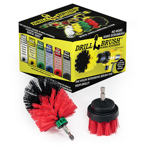 Mini & 2in Red Brushes - Stiff Bristles - Outdoor & Patio Cleaning | R-S-2M-QC-DB