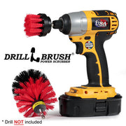 Drillbrush 2O Stiff Red Outdoor & Patio Brush Kit with a 2 inch brush in a cordless drill.