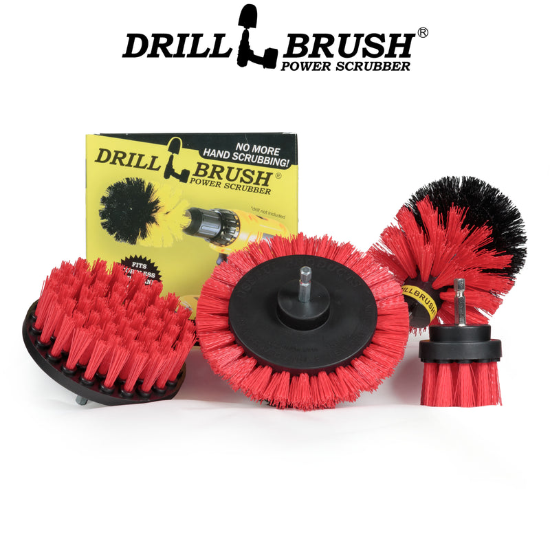Edge, Original, 4in, and 2in Red Brushes - Stiff Bristles - Outdoor & Patio Cleaning | R-S-E42O-QC-DB
