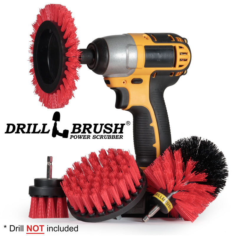 Edge, Original, 4in, and 2in Red Brushes - Stiff Bristles - Outdoor & Patio Cleaning | R-S-E42O-QC-DB