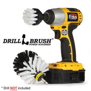 Drillbrush 2O Soft White Home & Auto Brush Kit with a 2 inch brush in a cordless drill.