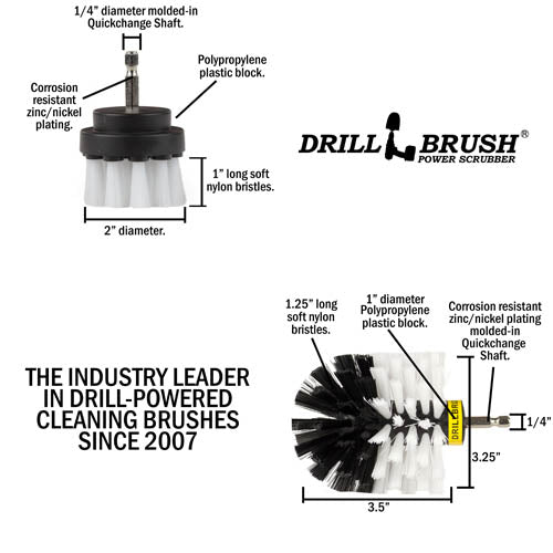 Specs for the Drillbrush 2O Soft White Home & Auto Brush Kit.