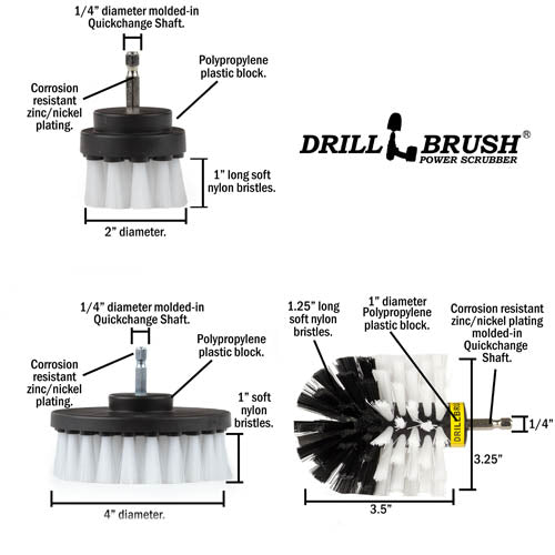 Specs for the Drillbrush 42O Soft White Home & Auto Brush Kit.