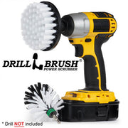 Drillbrush 4M Soft White Home & Auto Brush Kit with a 4 inch brush in a cordless drill.