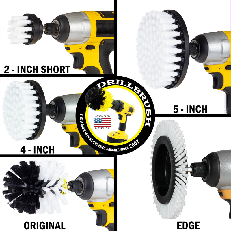 Edge, Original, 5in, 4in, & 2in White Brushes - Soft Bristles - Home & Auto | W-S-E542O-QC-DB